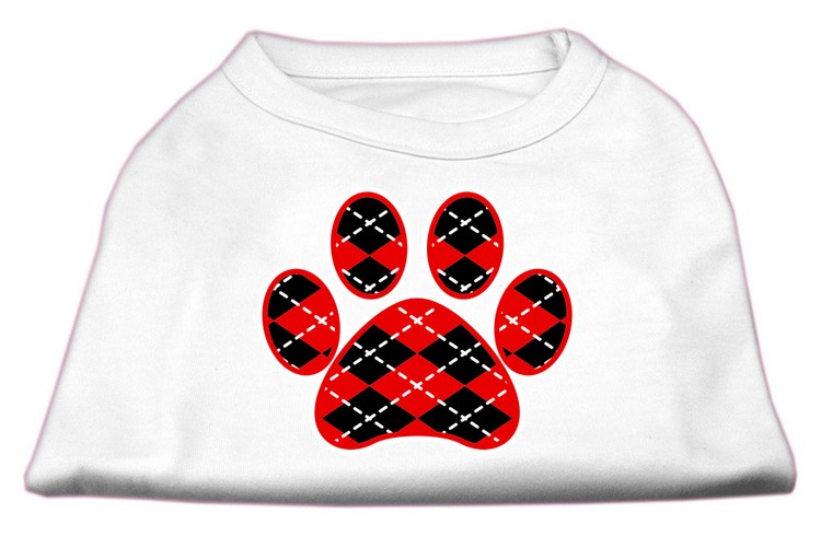 Argyle Paw Red Screen Print Shirt White XL